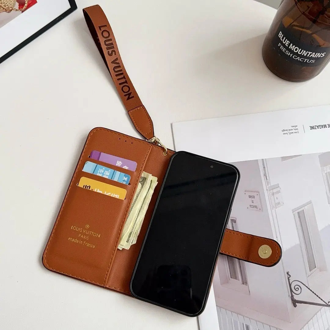 Luxury Luxury Pattern Wallet iPhone Case with Card Holder and Strap-s2 mysite
