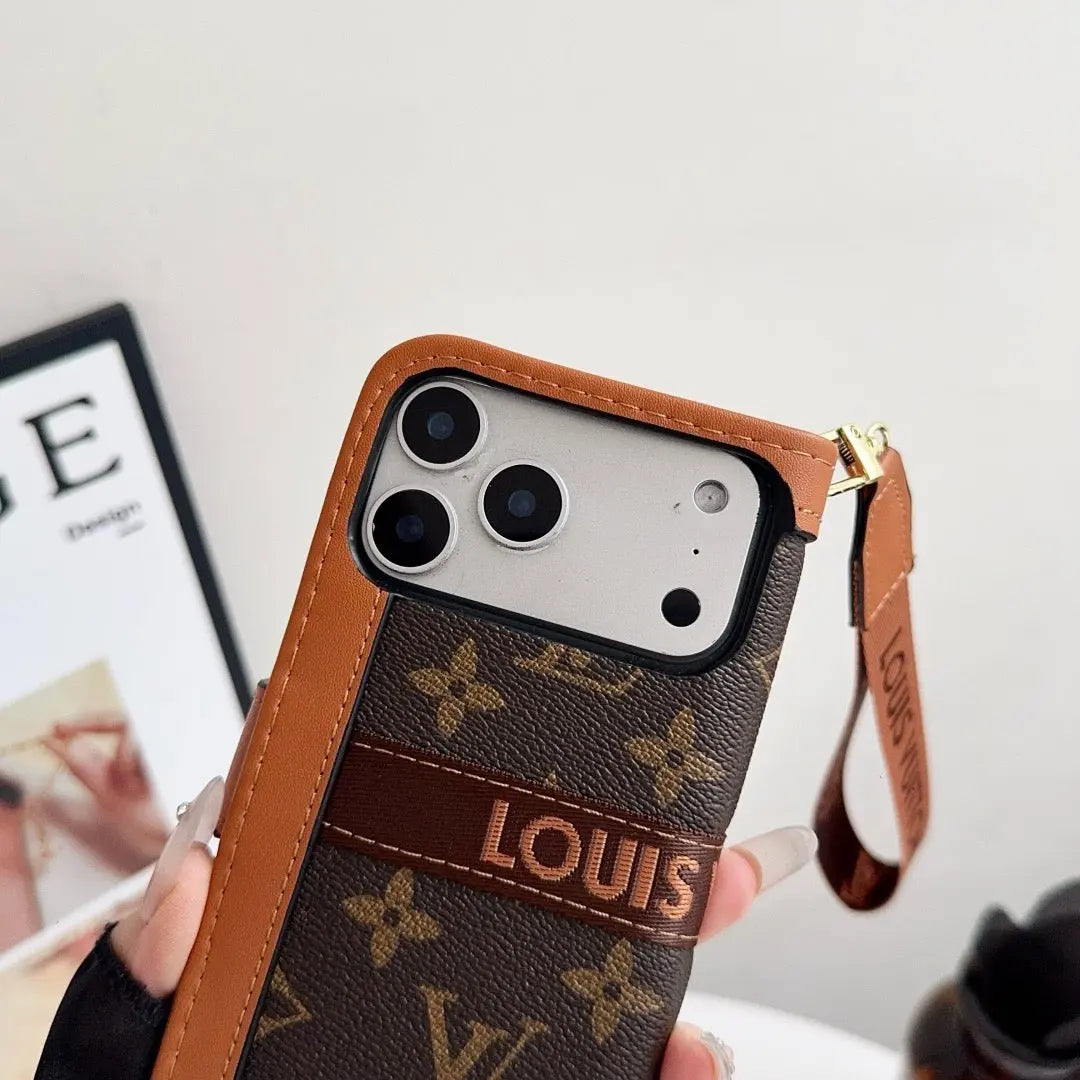 Luxury Luxury Pattern Wallet iPhone Case with Card Holder and Strap-s2 mysite