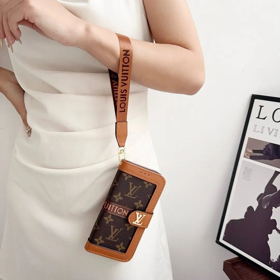 Luxury Luxury Pattern Wallet iPhone Case with Card Holder and Strap-s2 mysite