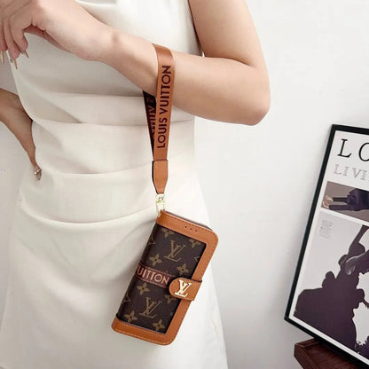Luxury Luxury Pattern Wallet iPhone Case with Card Holder and Strap-s2 mysite