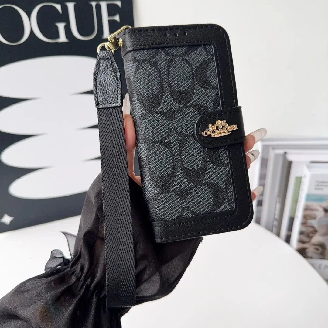CO Luxury Pattern Wallet iPhone Case with Card Holder and Strap-s2 mysite