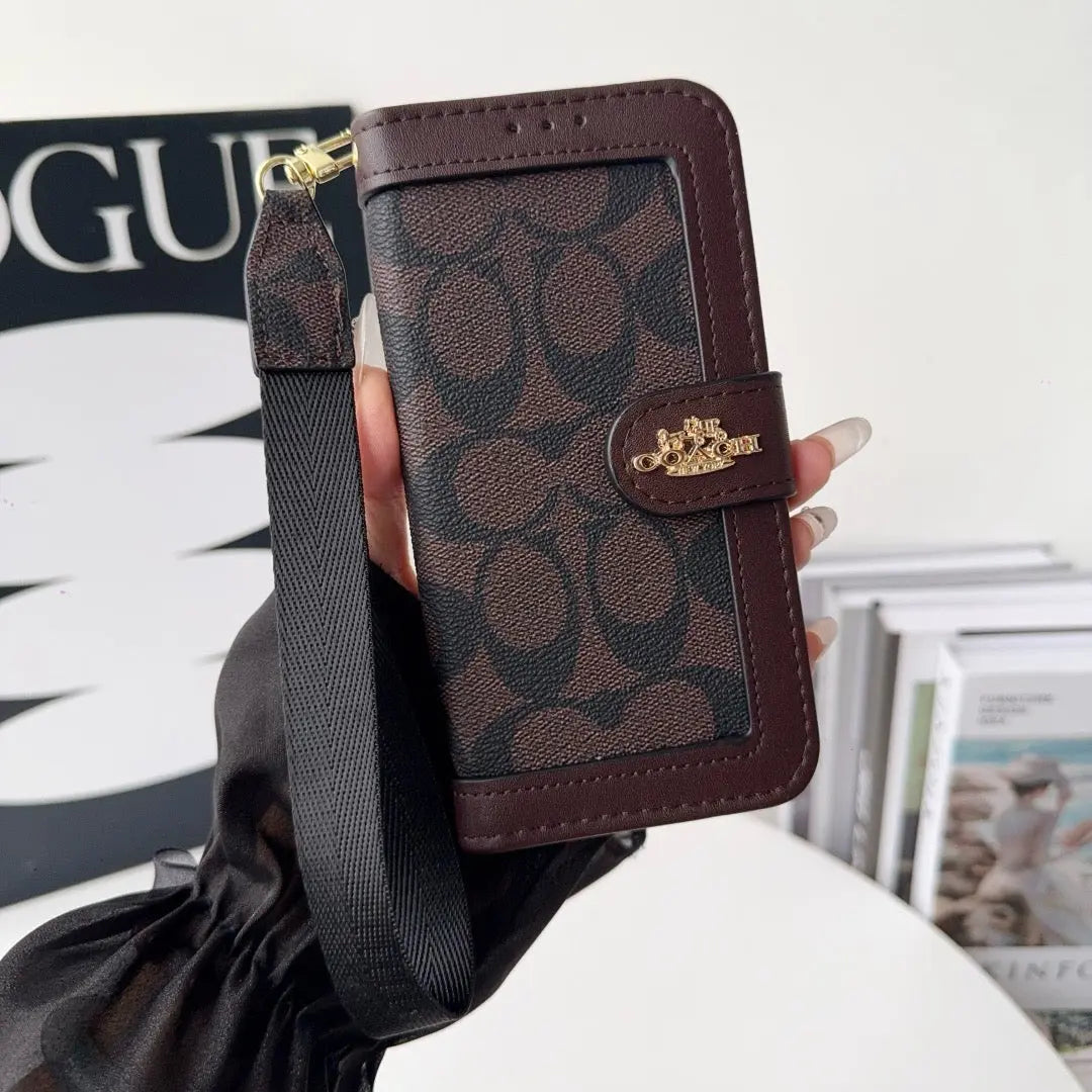 CO Luxury Pattern Wallet iPhone Case with Card Holder and Strap-s2 mysite