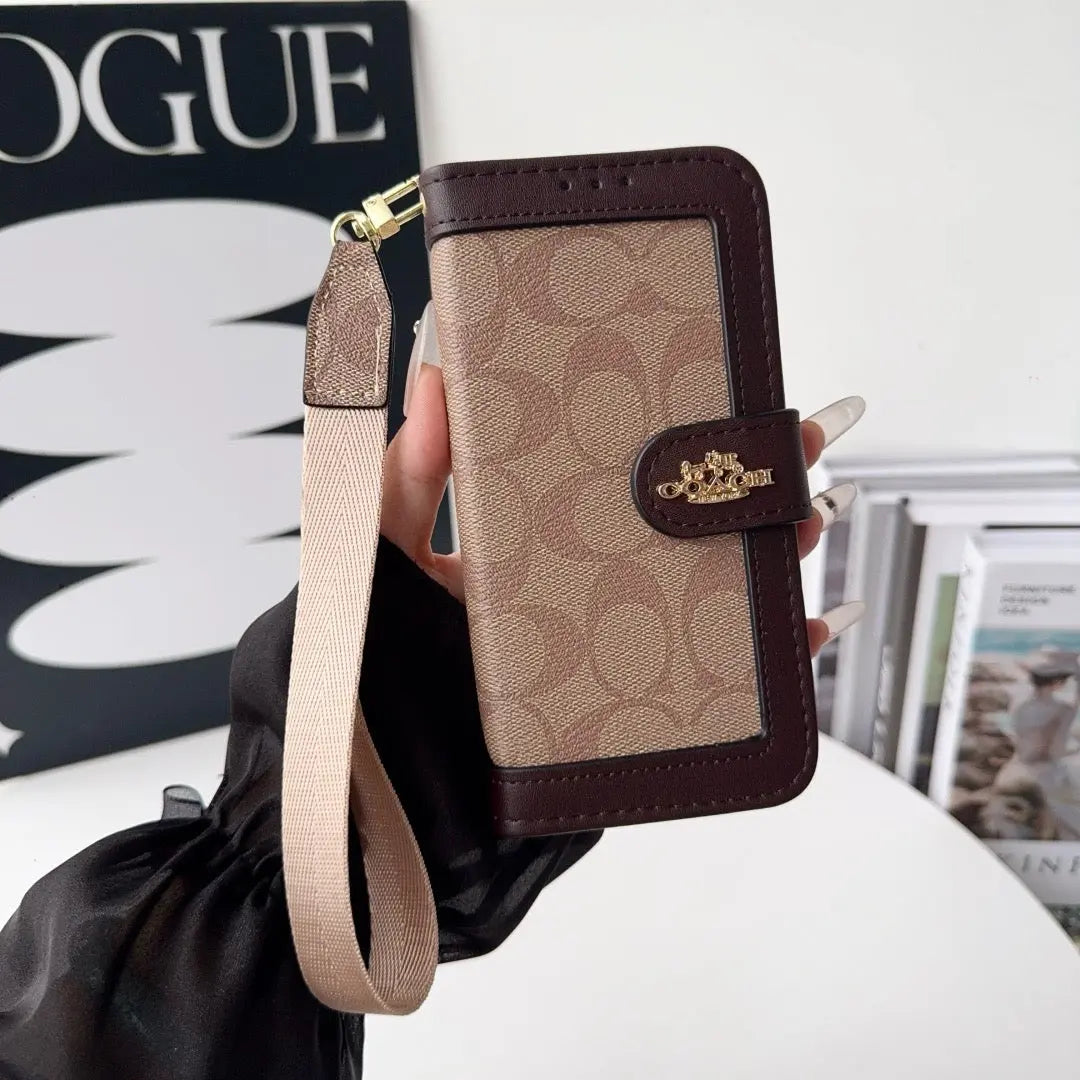 CO Luxury Pattern Wallet iPhone Case with Card Holder and Strap-s2 mysite