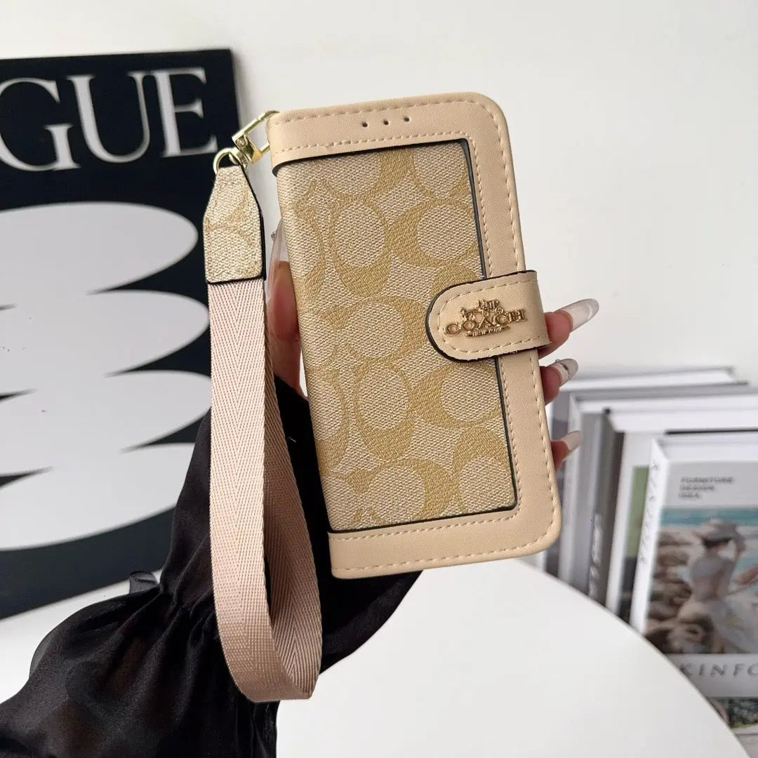 CO Luxury Pattern Wallet iPhone Case with Card Holder and Strap-s2 mysite