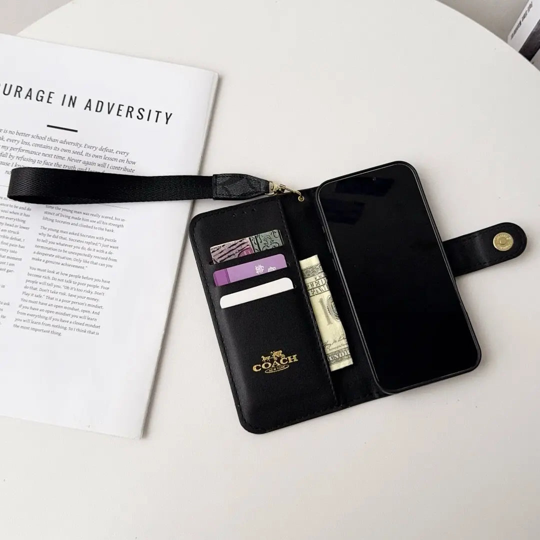 CO Luxury Pattern Wallet iPhone Case with Card Holder and Strap-s2 mysite