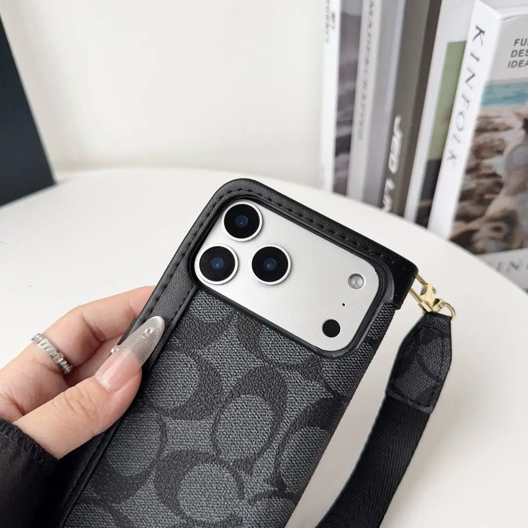 CO Luxury Pattern Wallet iPhone Case with Card Holder and Strap-s2 mysite
