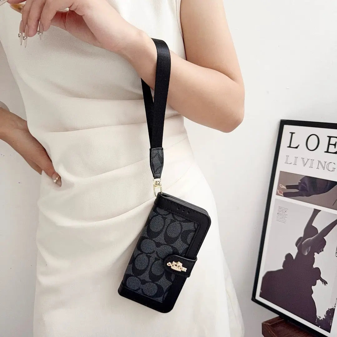 CO Luxury Pattern Wallet iPhone Case with Card Holder and Strap-s2 mysite