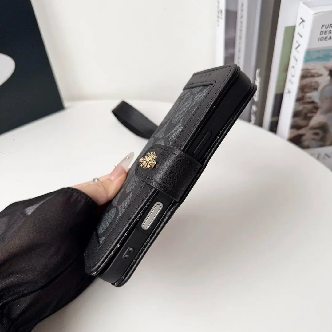 CO Luxury Pattern Wallet iPhone Case with Card Holder and Strap-s2 mysite