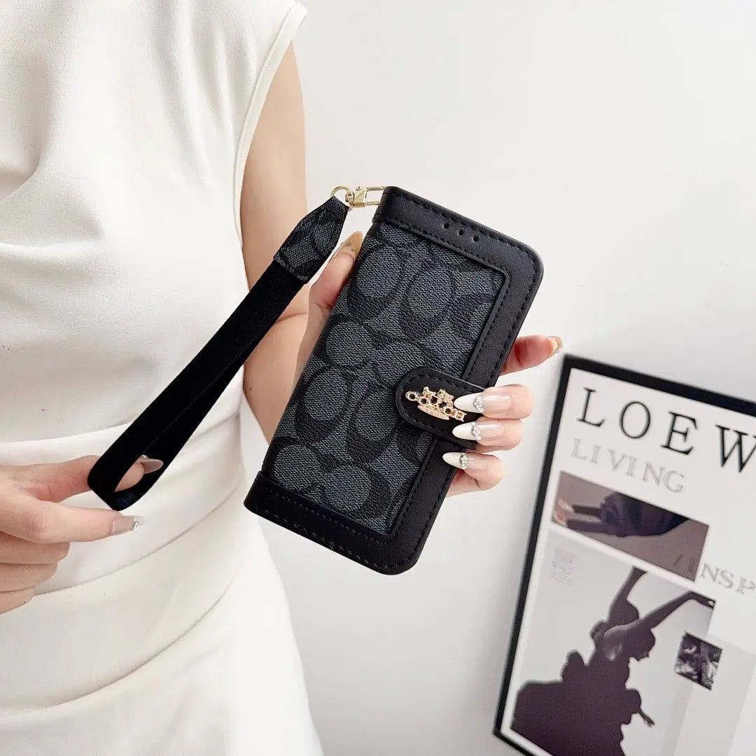 CO Luxury Pattern Wallet iPhone Case with Card Holder and Strap-s2 mysite