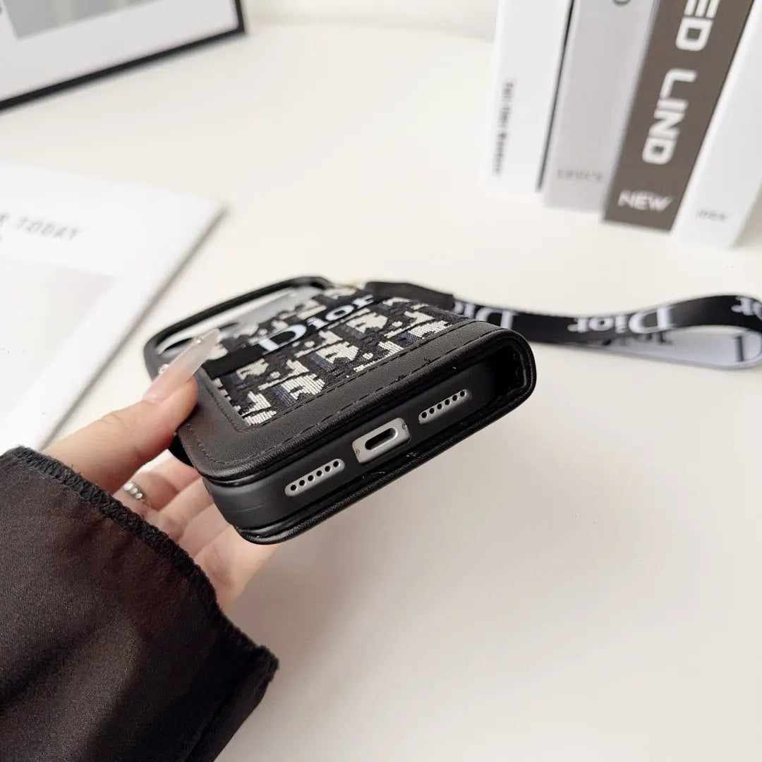 Fashion Elegant Pattern Wallet iPhone Case with Detachable Wrist Strap-s2 mysite
