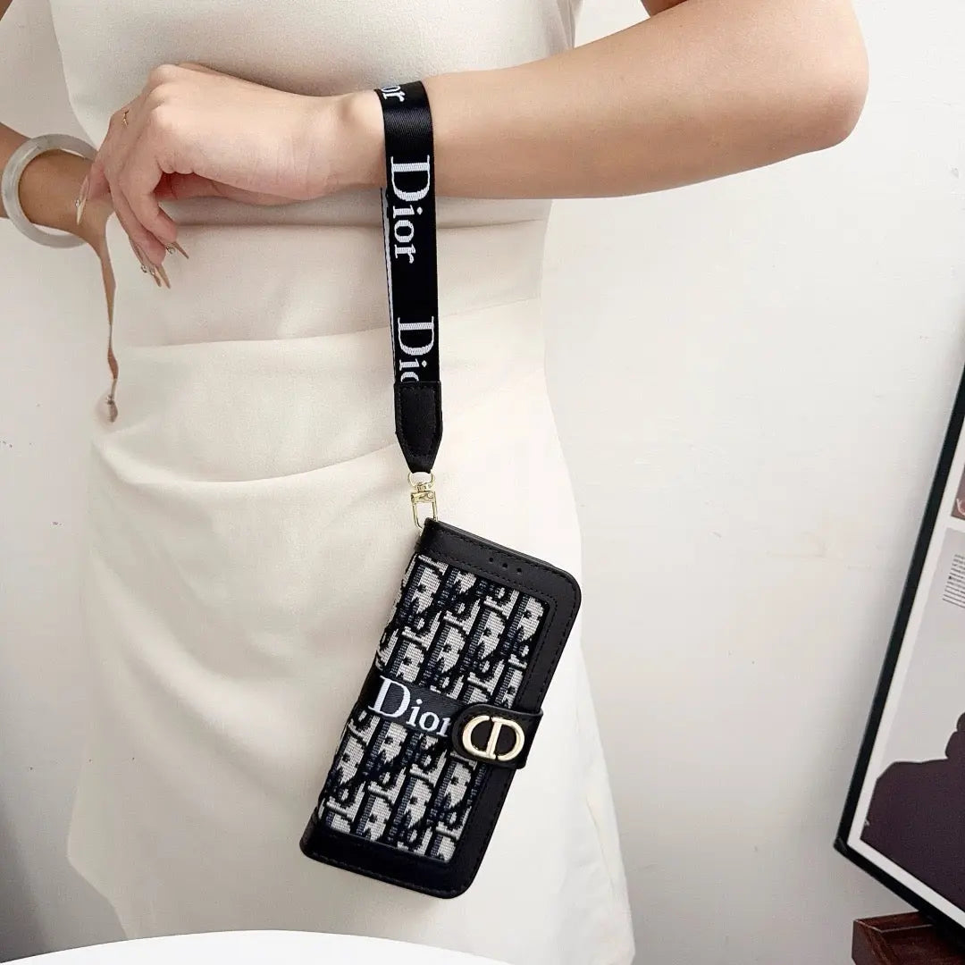 Fashion Elegant Pattern Wallet iPhone Case with Detachable Wrist Strap-s2 mysite