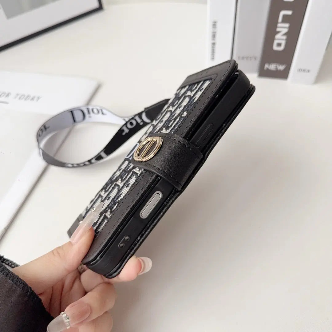Fashion Elegant Pattern Wallet iPhone Case with Detachable Wrist Strap-s2 mysite