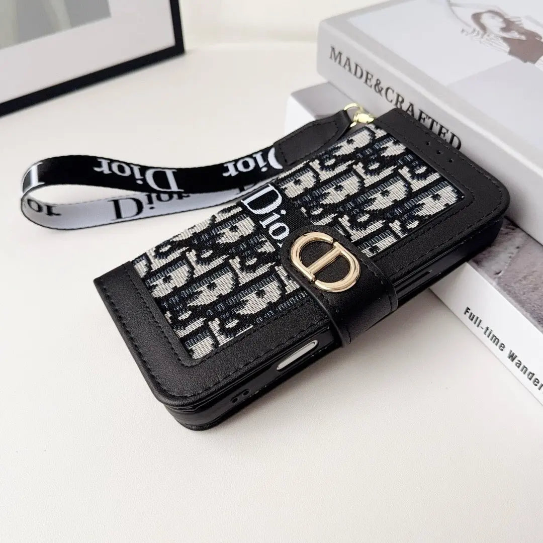 Fashion Elegant Pattern Wallet iPhone Case with Detachable Wrist Strap-s2 mysite