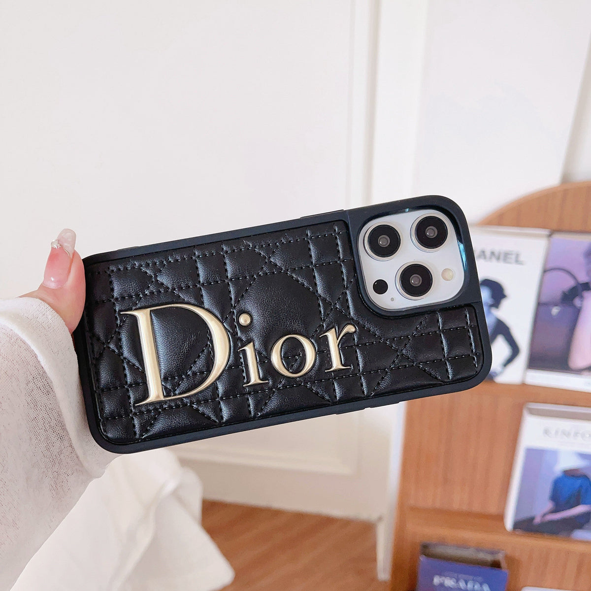 Fashion Gold Logo Leather iPhone Case mysite