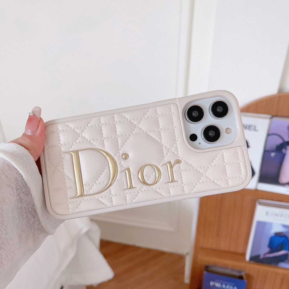 Fashion Gold Logo Leather iPhone Case mysite