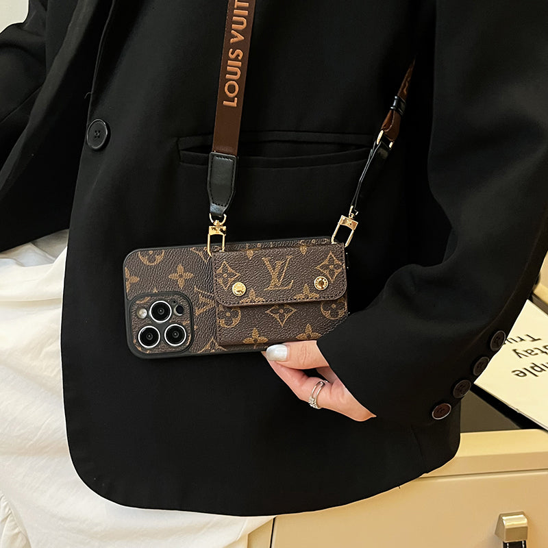 Luxury Card Bag Chain Brown iPhone Case mysite
