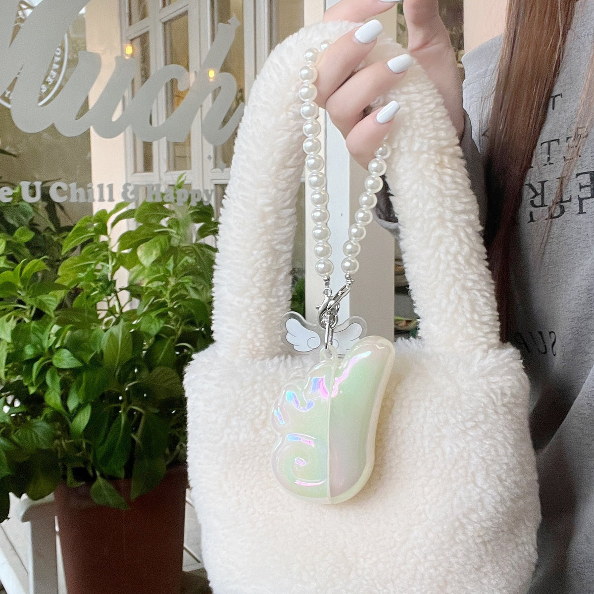 Angel Wing AirPods Case with Pearl & Beaded Charm mysite