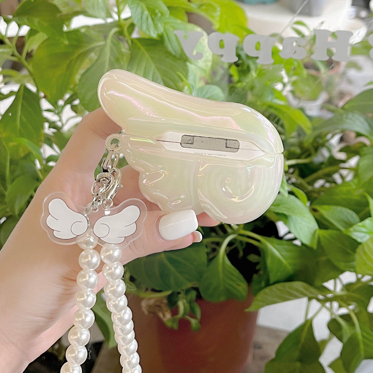 Angel Wing AirPods Case with Pearl & Beaded Charm mysite