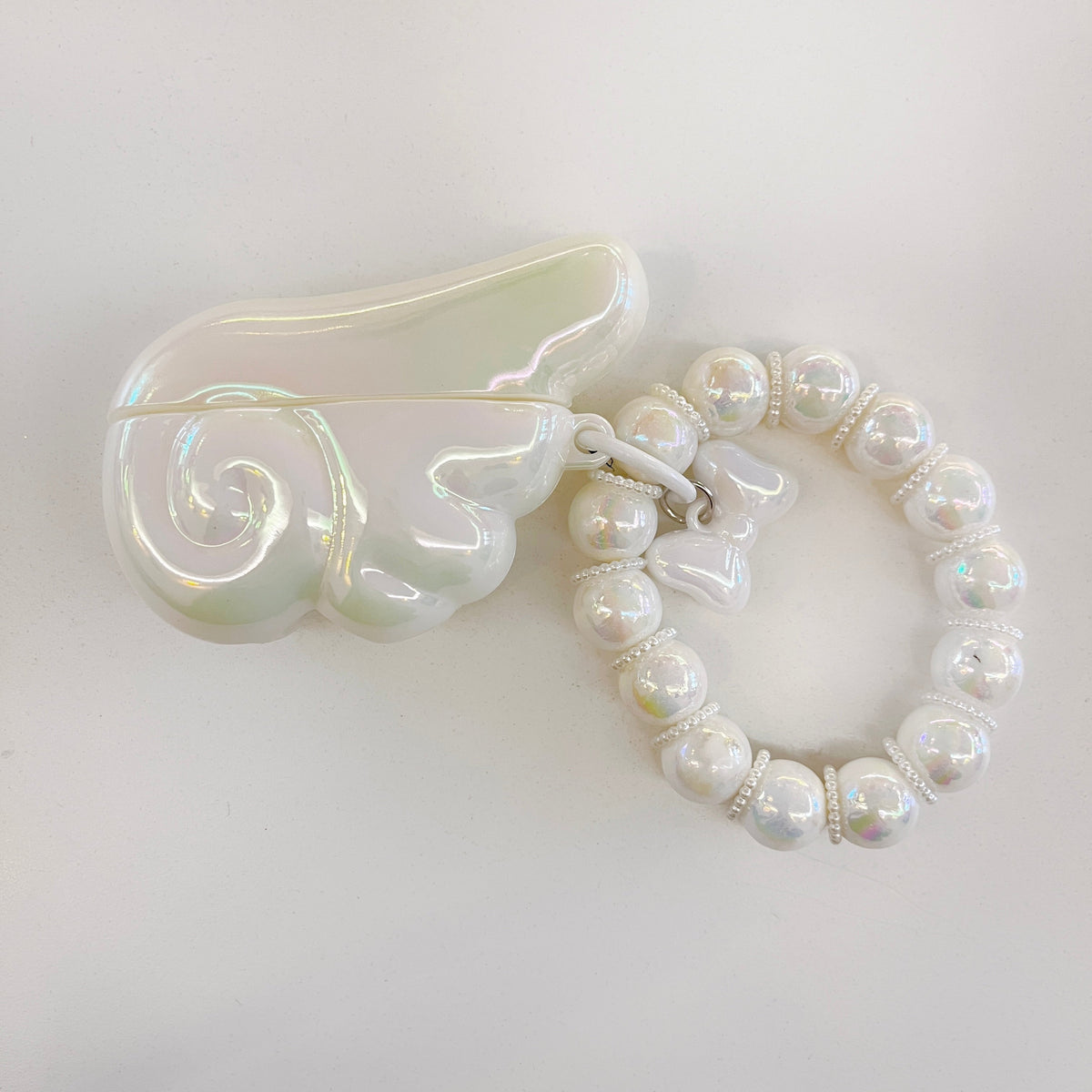 Angel Wing AirPods Case with Pearl & Beaded Charm mysite