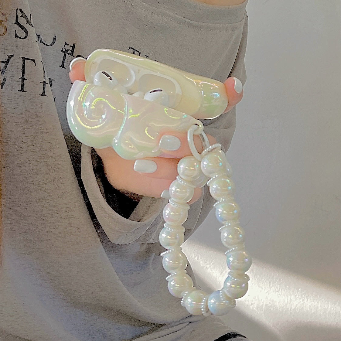 Angel Wing AirPods Case with Pearl & Beaded Charm mysite