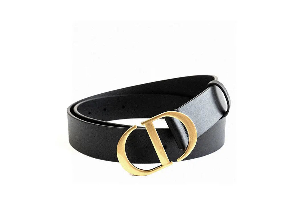 CD Black Calfskin Belt with Gold Buckle-1 mysite