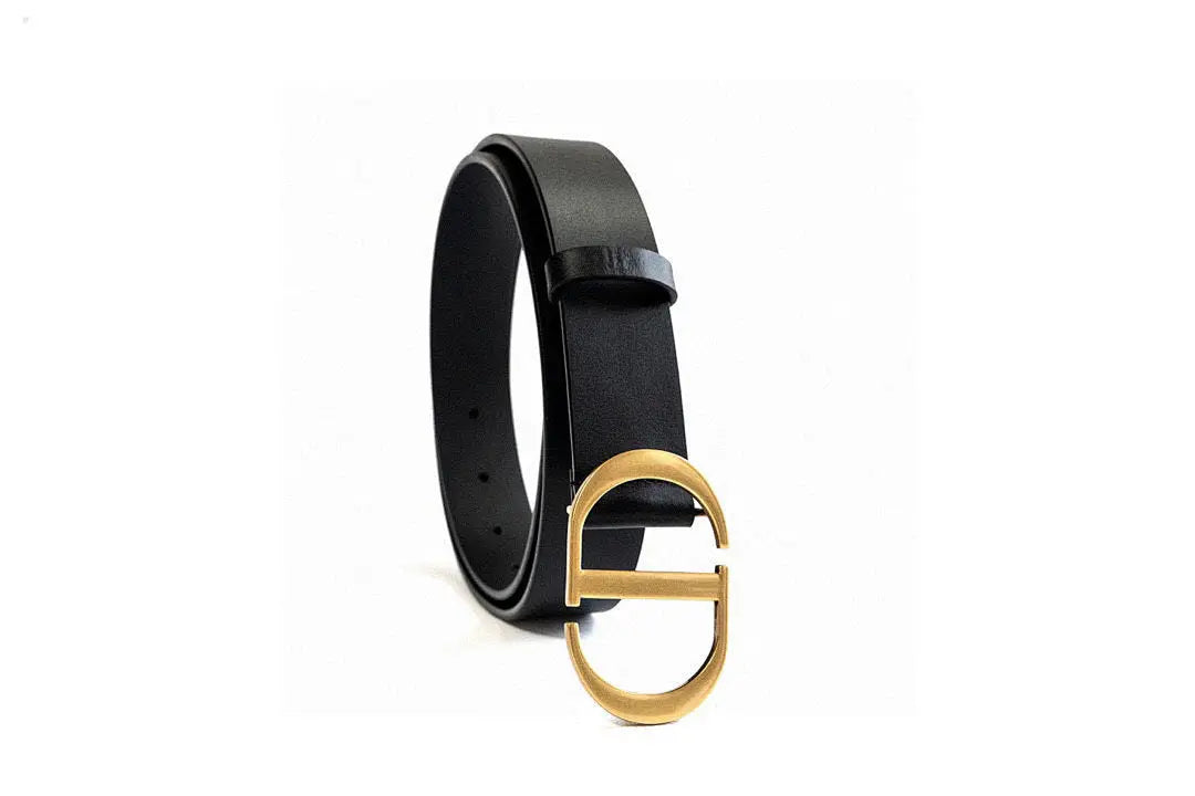 CD Black Calfskin Belt with Gold Buckle-1 mysite