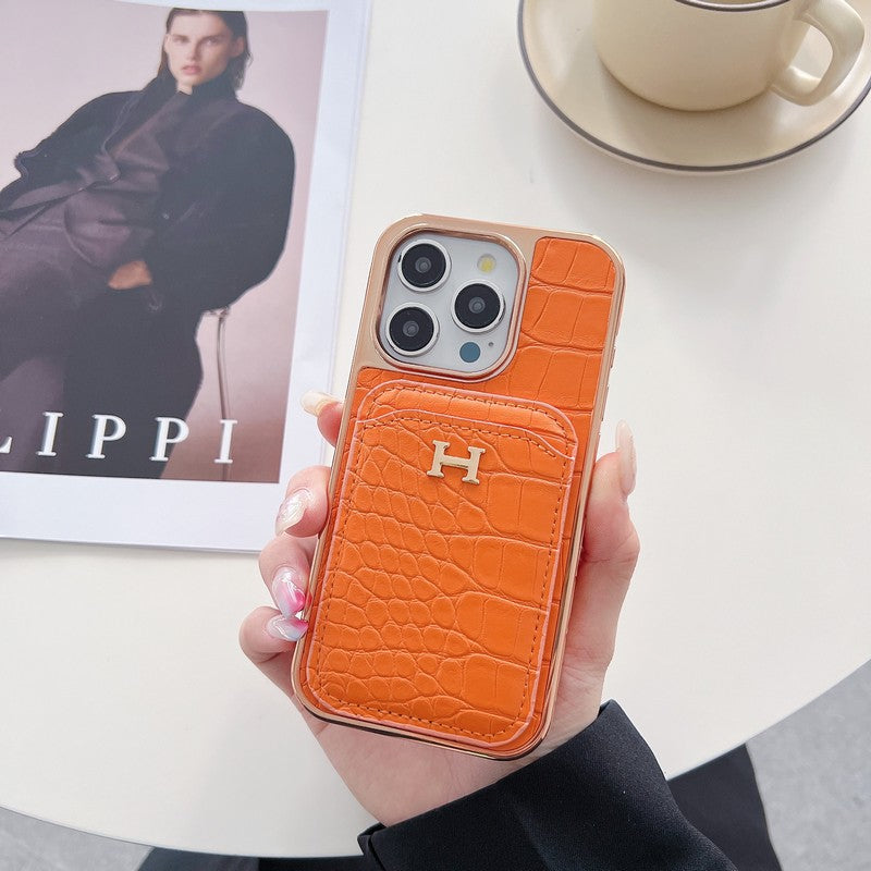 H Rose Gold Leather iPhone Case mysite