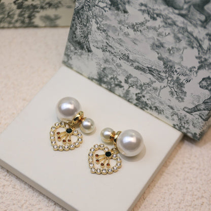 D-PEARL HEART GOLD DIAMOND EARRINGS mysite