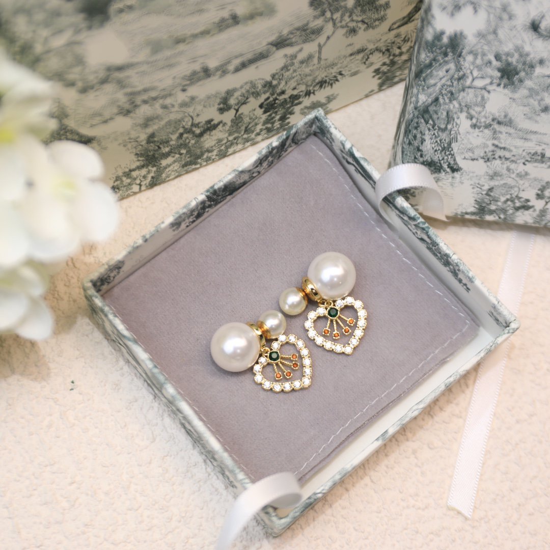 D-PEARL HEART GOLD DIAMOND EARRINGS mysite