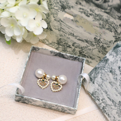 D-PEARL HEART GOLD DIAMOND EARRINGS mysite