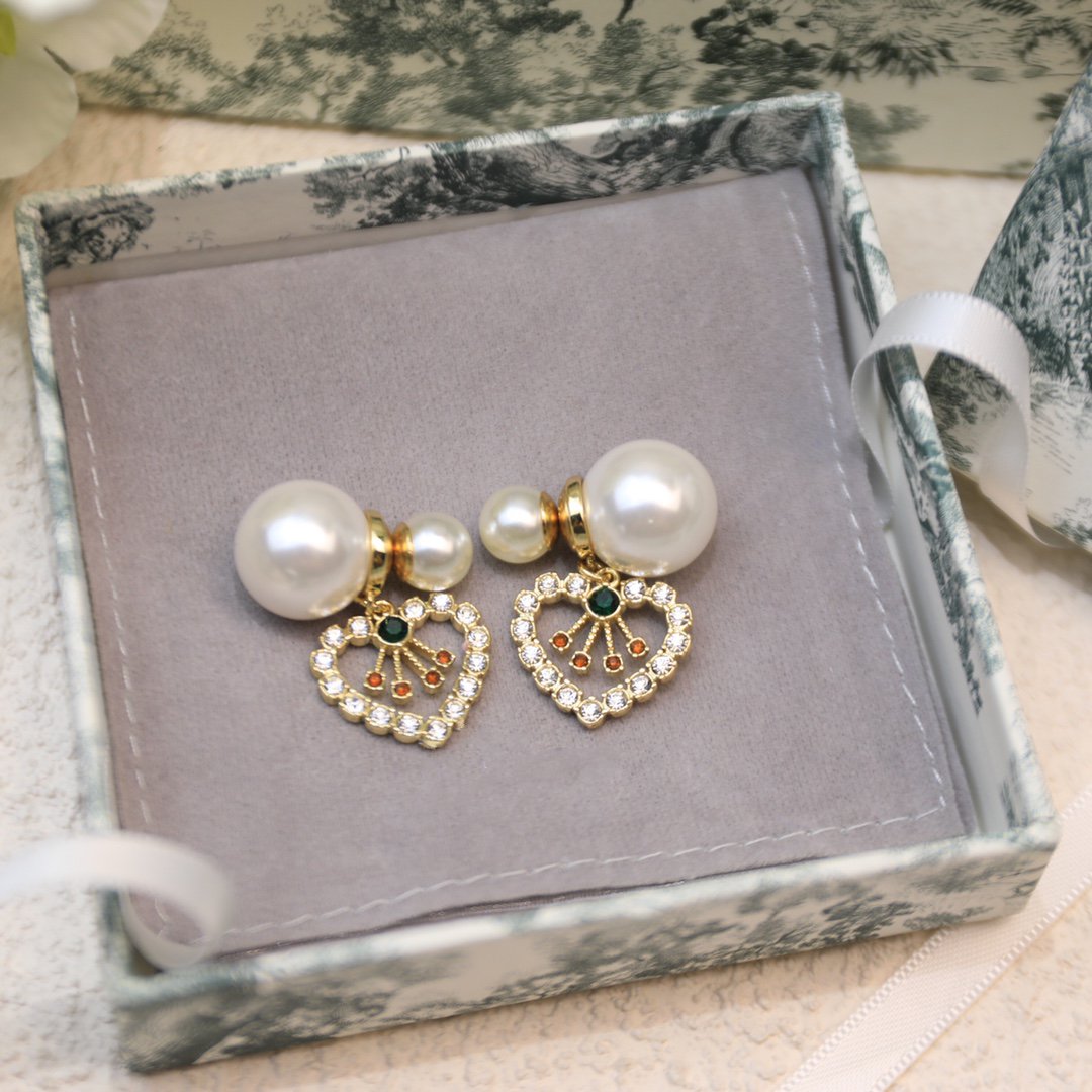 D-PEARL HEART GOLD DIAMOND EARRINGS mysite