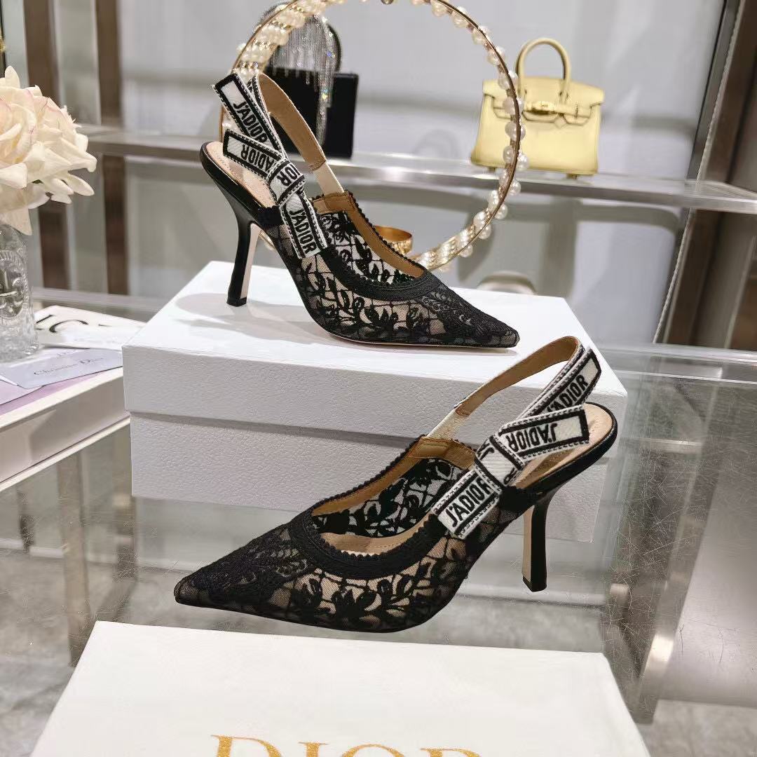 SLINGBACK J'ADIOR FLORAL BLACK LACE mysite