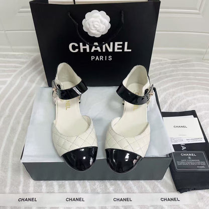 CC FLAT SANDAL IN WHITE MIX BLACK CALFSKIN mysite