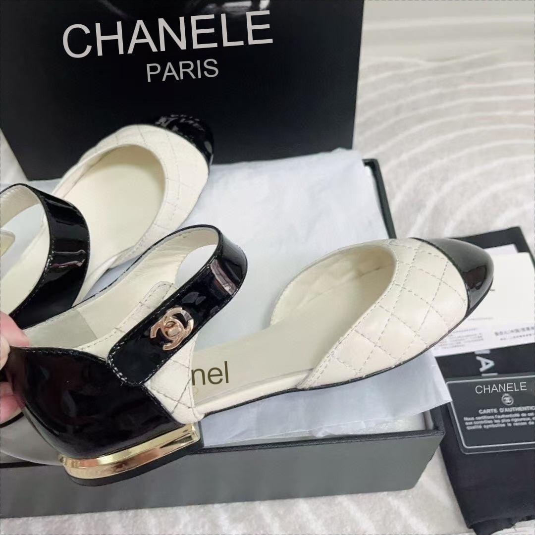 CC FLAT SANDAL IN WHITE MIX BLACK CALFSKIN mysite