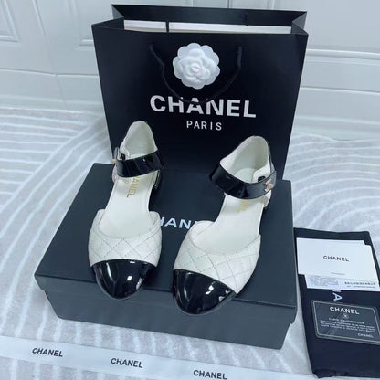 CC FLAT SANDAL IN WHITE MIX BLACK CALFSKIN mysite