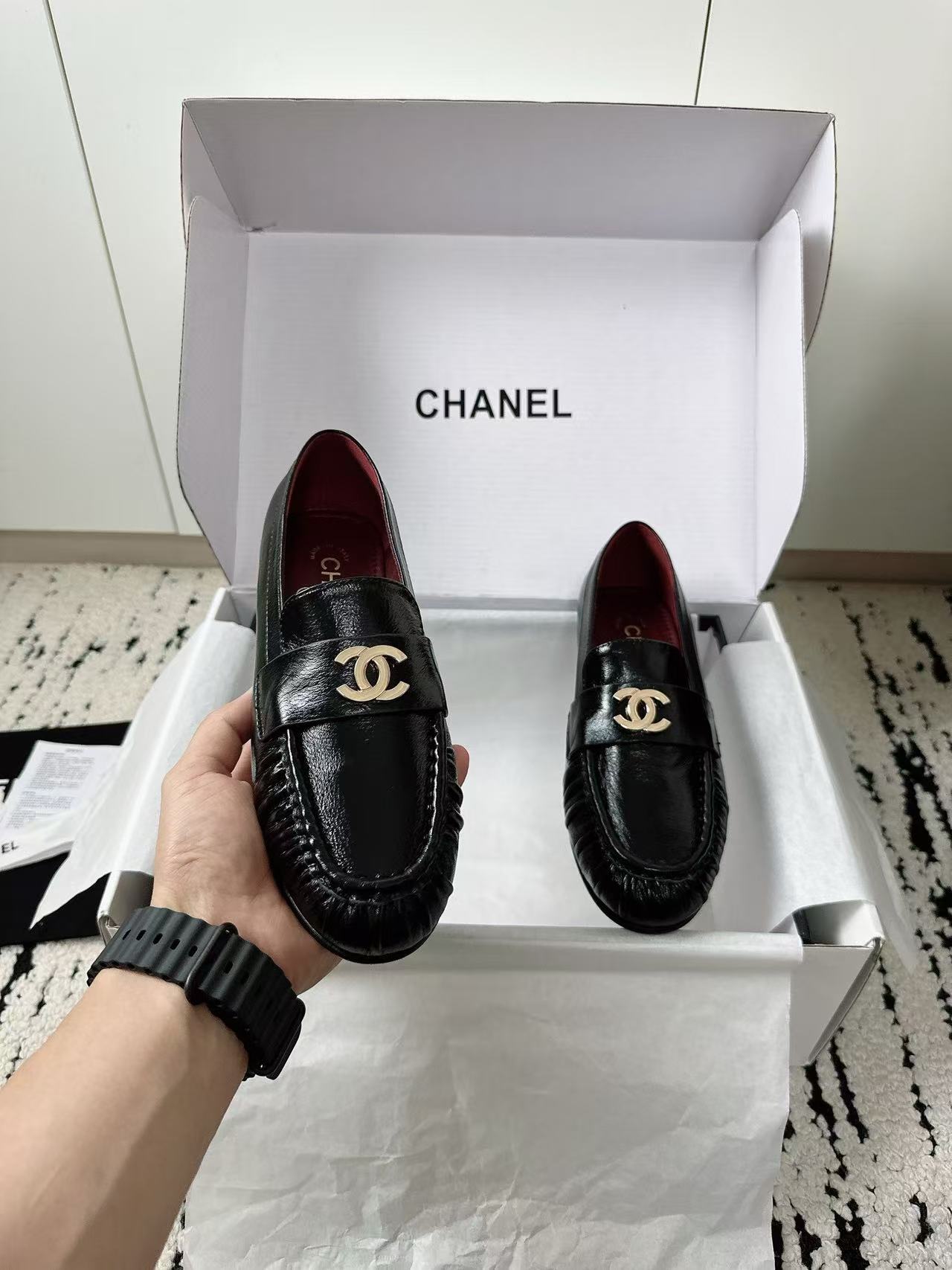 CHANEL 26S CC LOAFERS IN BLACK CALFSKIN 27726 mysite