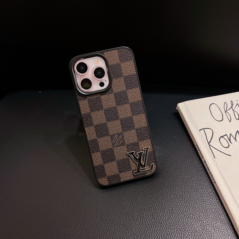 Luxury Black Logo Leather iPhone Case mysite