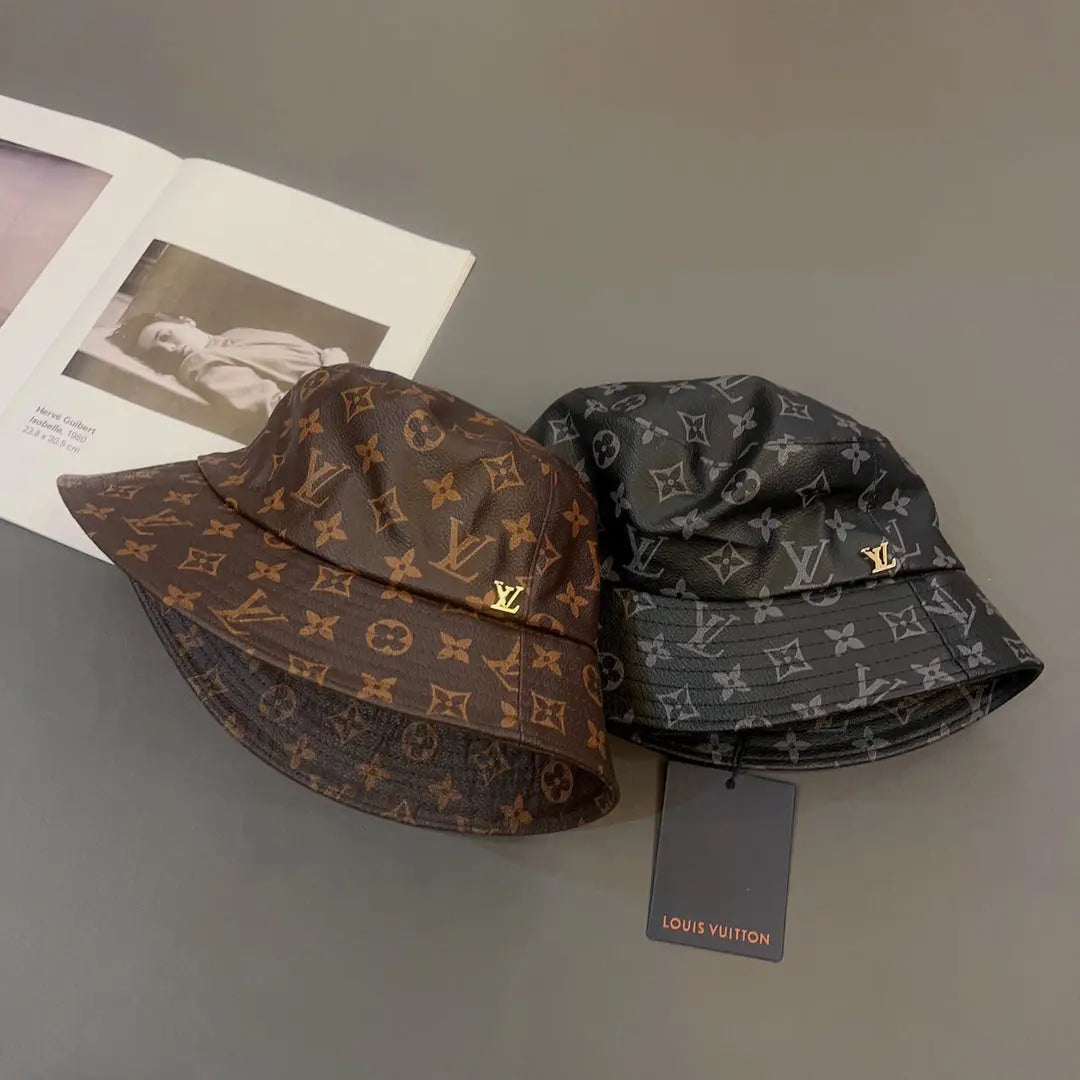 Luxury Monogram Leather Bucket Hat | Luxury Designer 1v Hat-s2 mysite