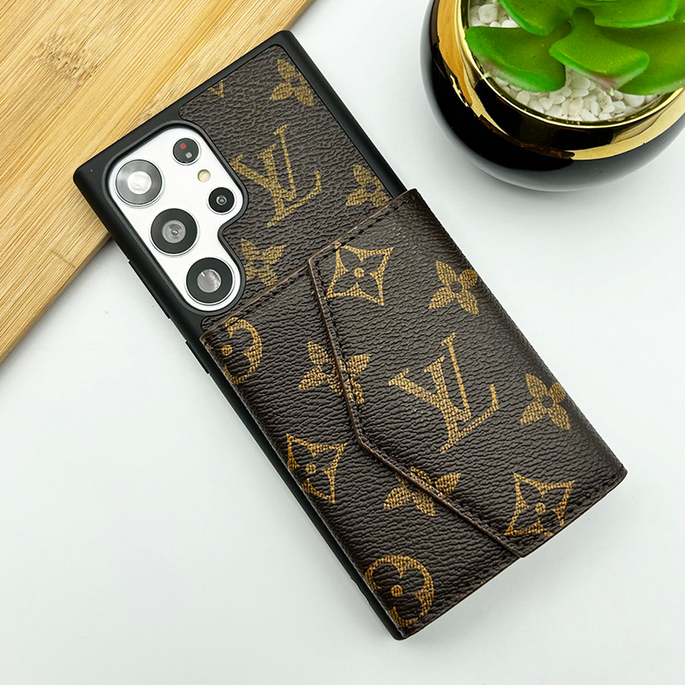 Luxury Brand Leather Wallet Card Holder Case For Samsung Galaxy S25/24/23 Series mysite