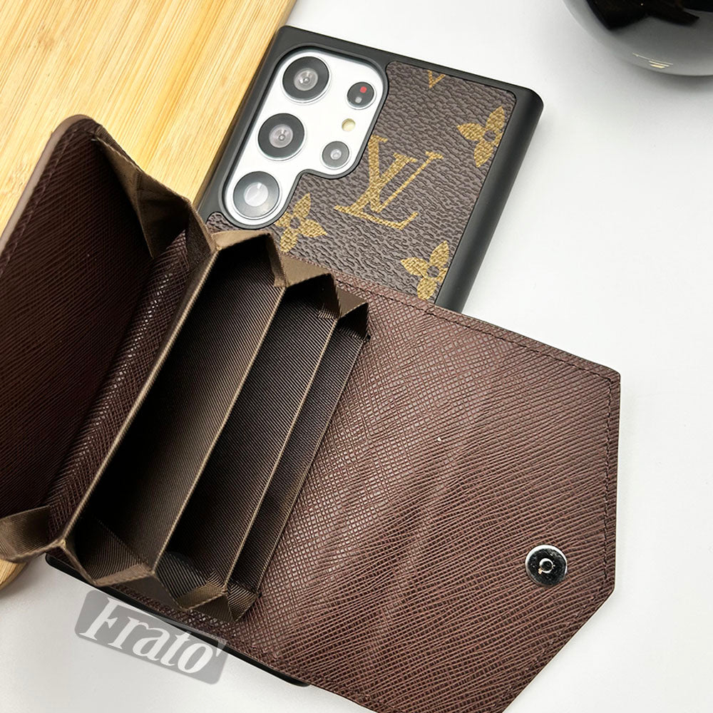 Luxury Brand Leather Wallet Card Holder Case For Samsung Galaxy S25/24/23 Series mysite