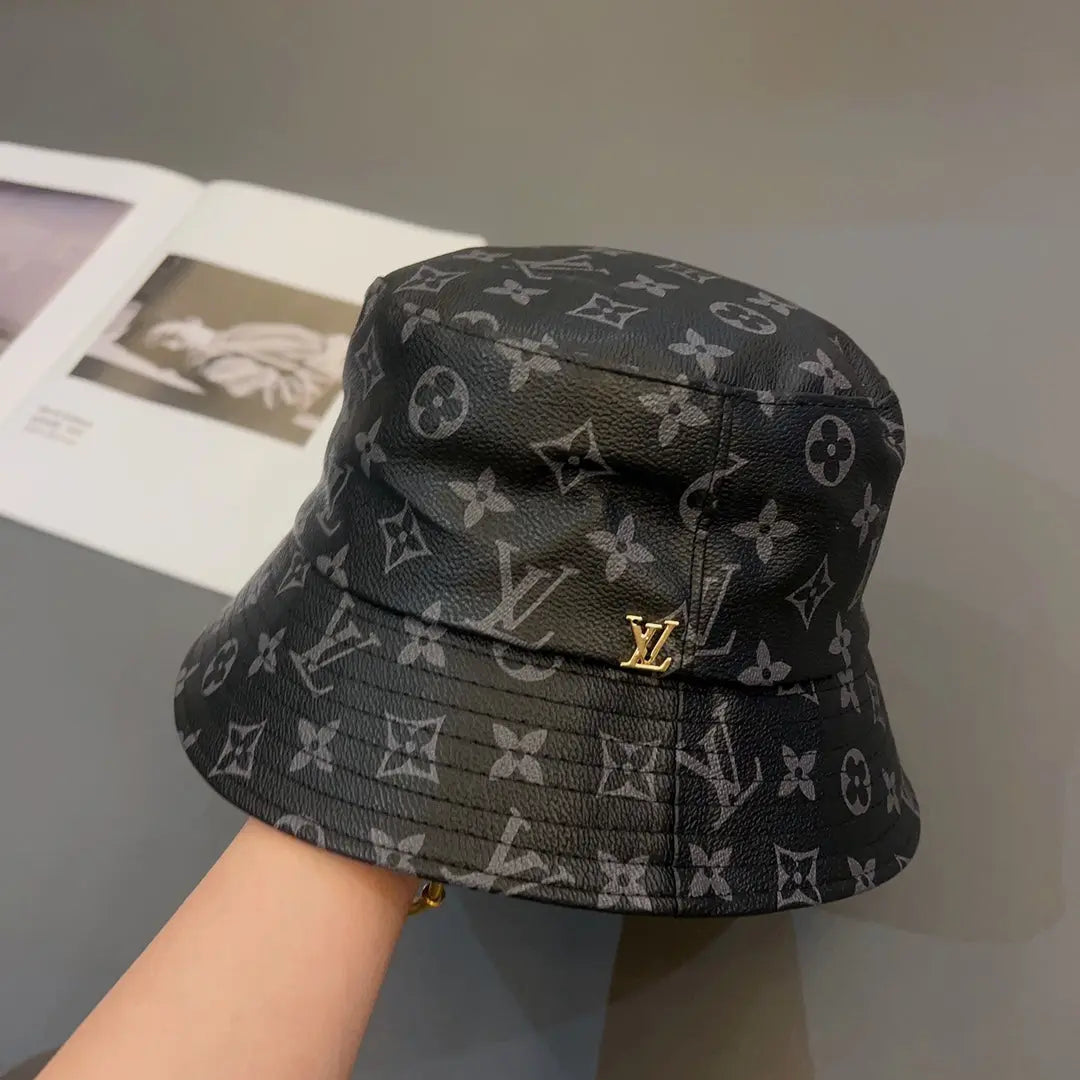 Luxury Monogram Leather Bucket Hat | Luxury Designer 1v Hat-s2 mysite
