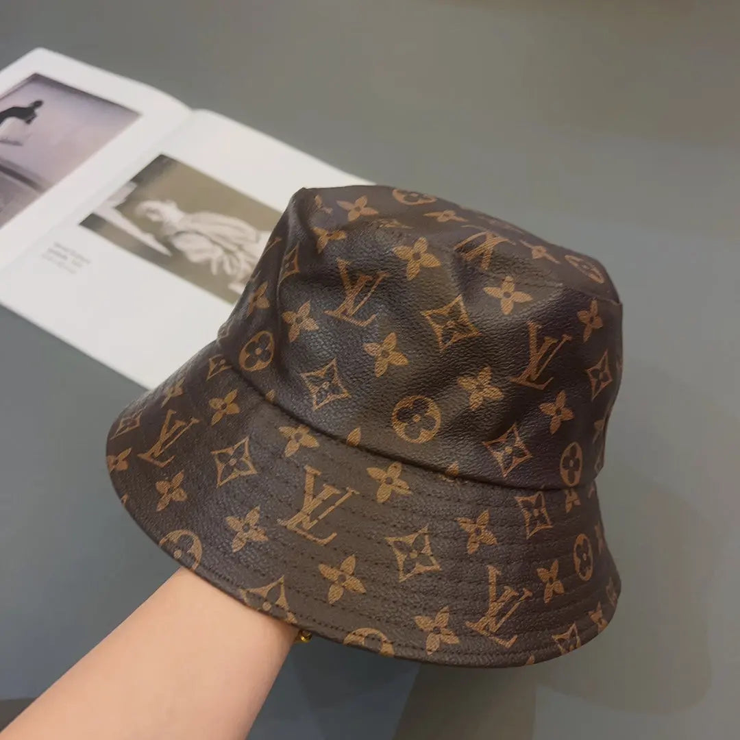 Luxury Monogram Leather Bucket Hat | Luxury Designer 1v Hat-s2 mysite