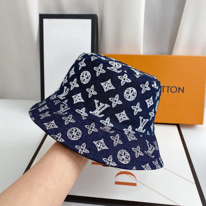 Luxury Monogram Denim Bucket Hat | Luxury Designer 1v Hat-s2 mysite
