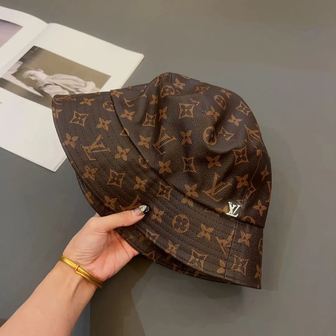 Luxury Monogram Leather Bucket Hat | Luxury Designer 1v Hat-s2 mysite
