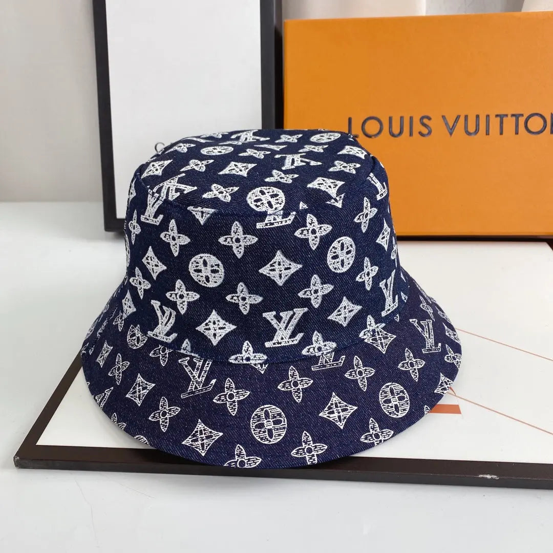 Luxury Monogram Denim Bucket Hat | Luxury Designer 1v Hat-s2 mysite