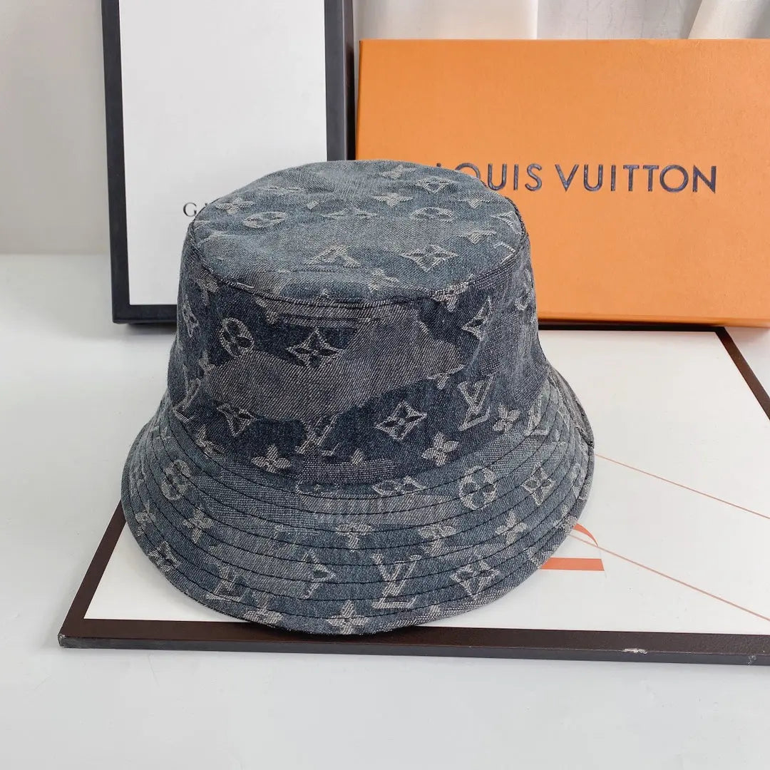 Luxury 1v Monogram Jacquard Denim Bucket Hat for Men & Women-s2 mysite