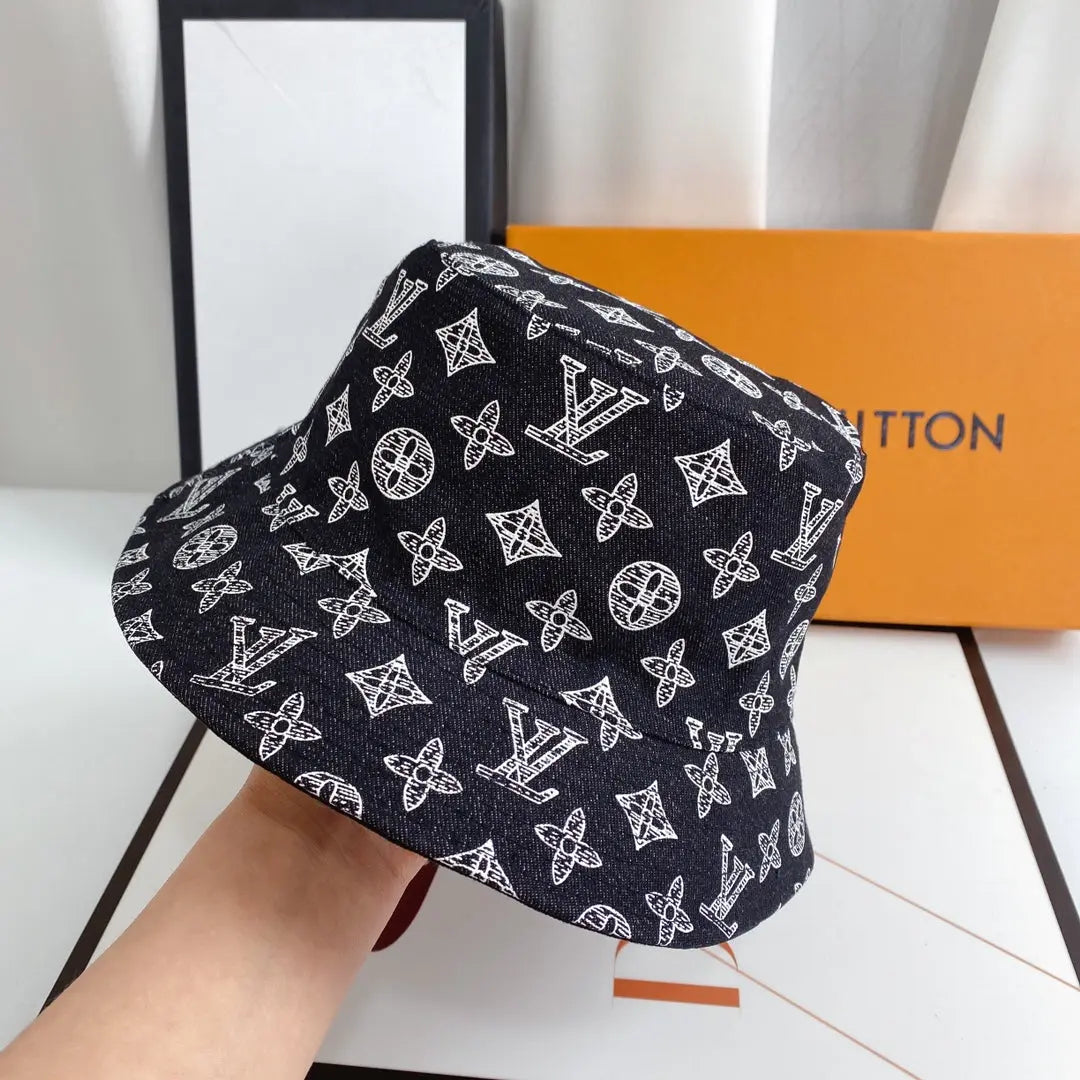 Luxury Monogram Denim Bucket Hat | Luxury Designer 1v Hat-s2 mysite