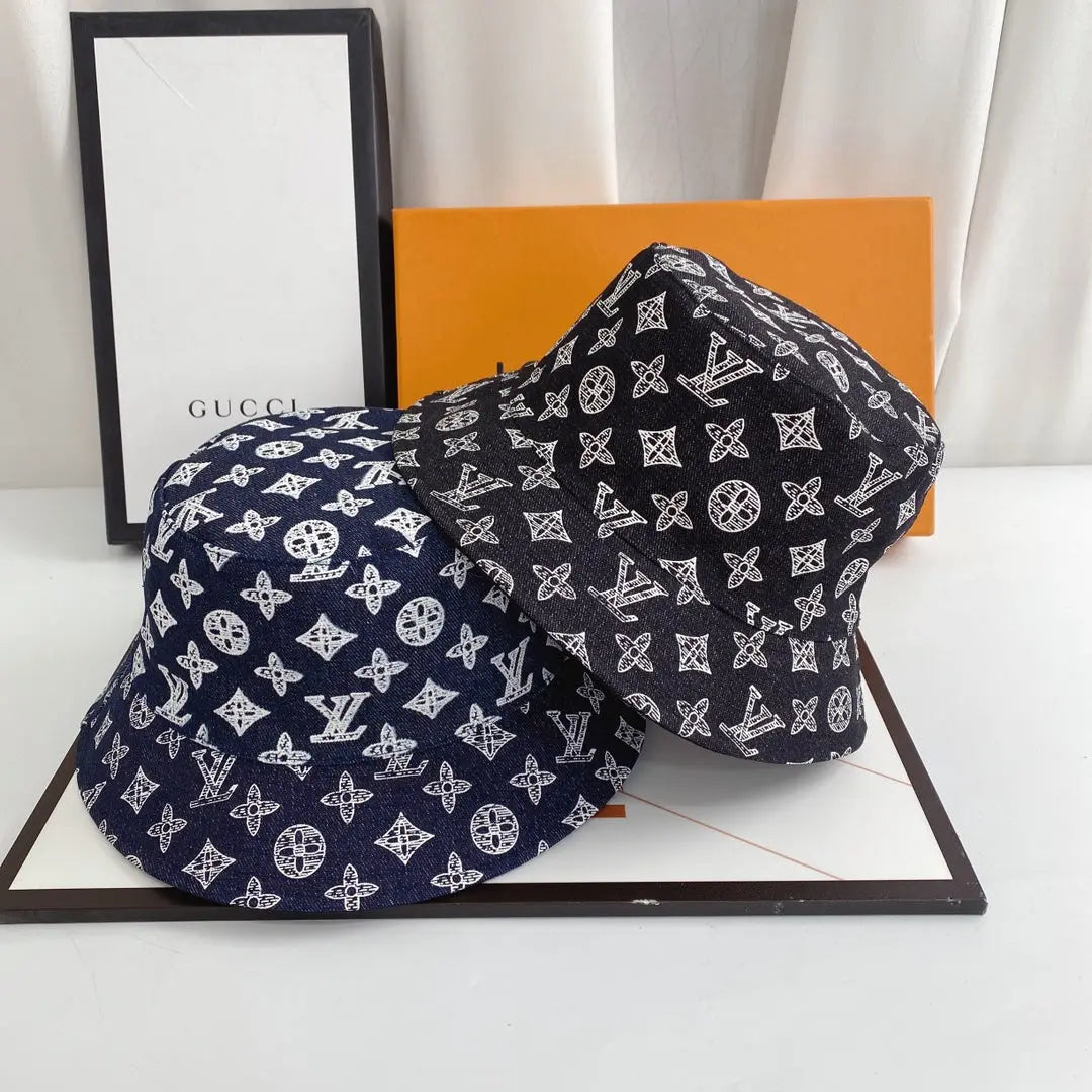 Luxury Monogram Denim Bucket Hat | Luxury Designer 1v Hat-s2 mysite