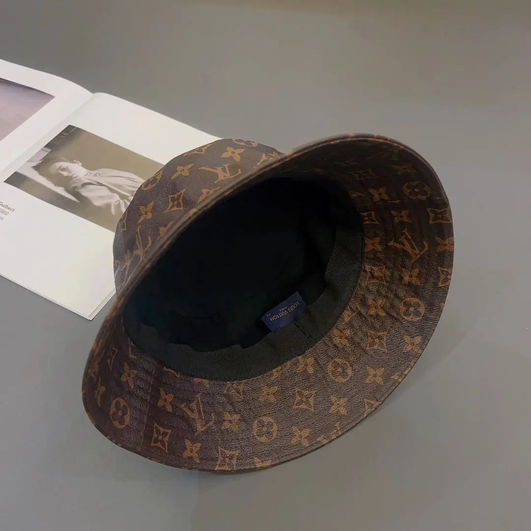 Luxury Monogram Leather Bucket Hat | Luxury Designer 1v Hat-s2 mysite