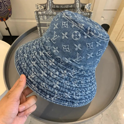 Luxury Monogram Wide Brim Denim Sun Hat | Luxury Designer UV Protection Hat-s2 mysite